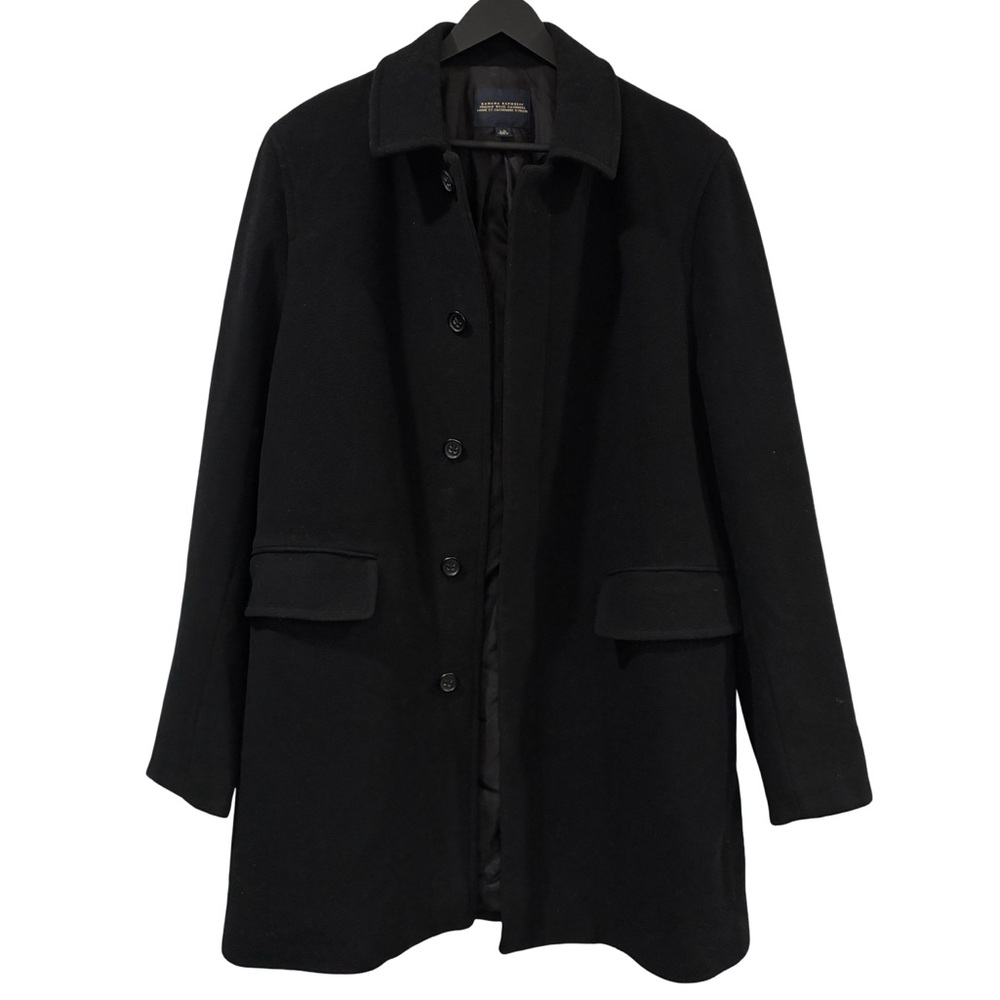 [L] Banana Republic Italian Wool Cashmere Black Coat Large Tailored Classic